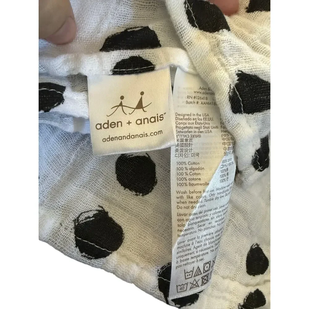 Aden + Anais polka‎ dot print white and black large muslin swaddle infant